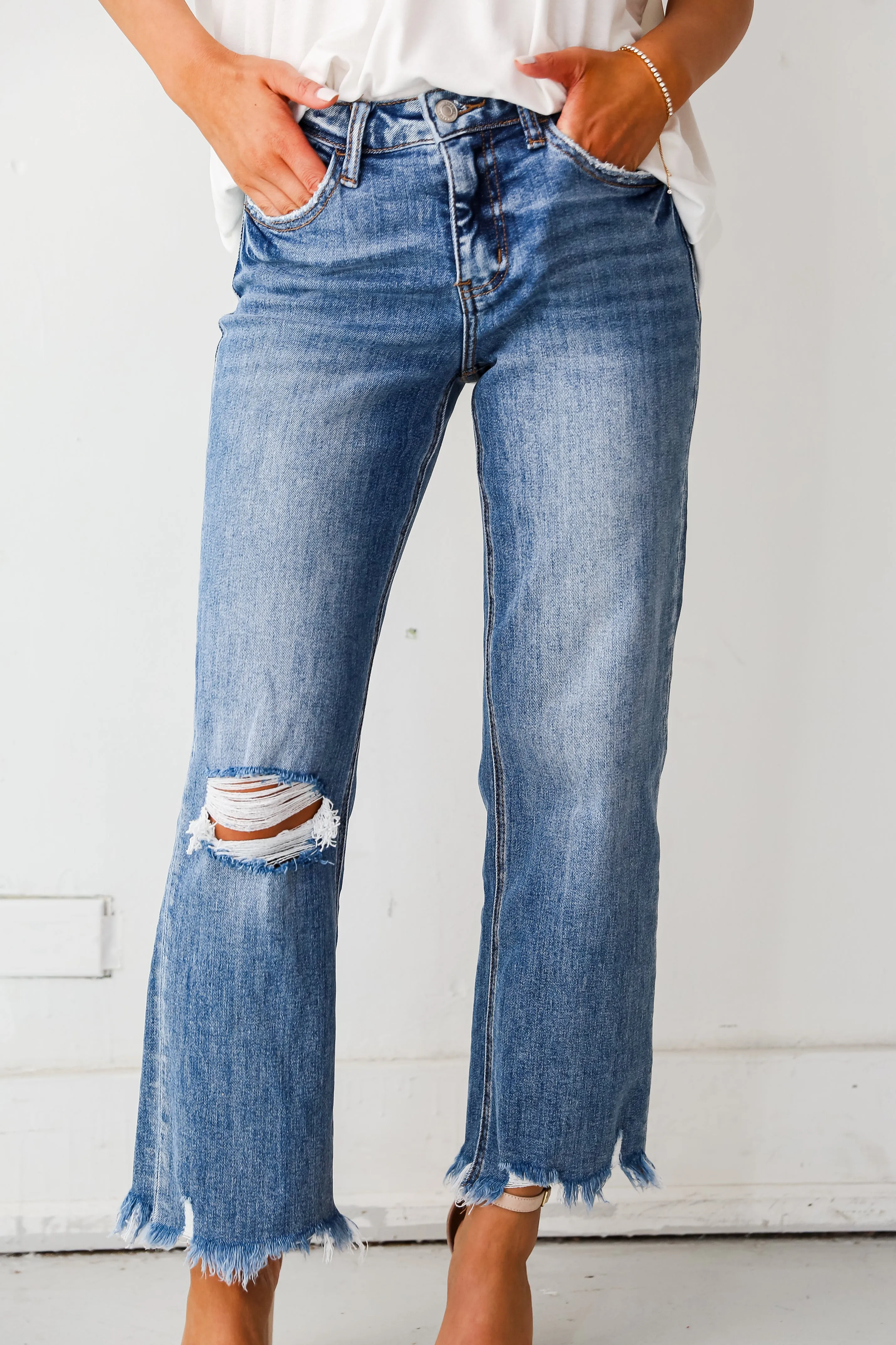 Sadie Medium Wash Distressed Dad Jeans Plus