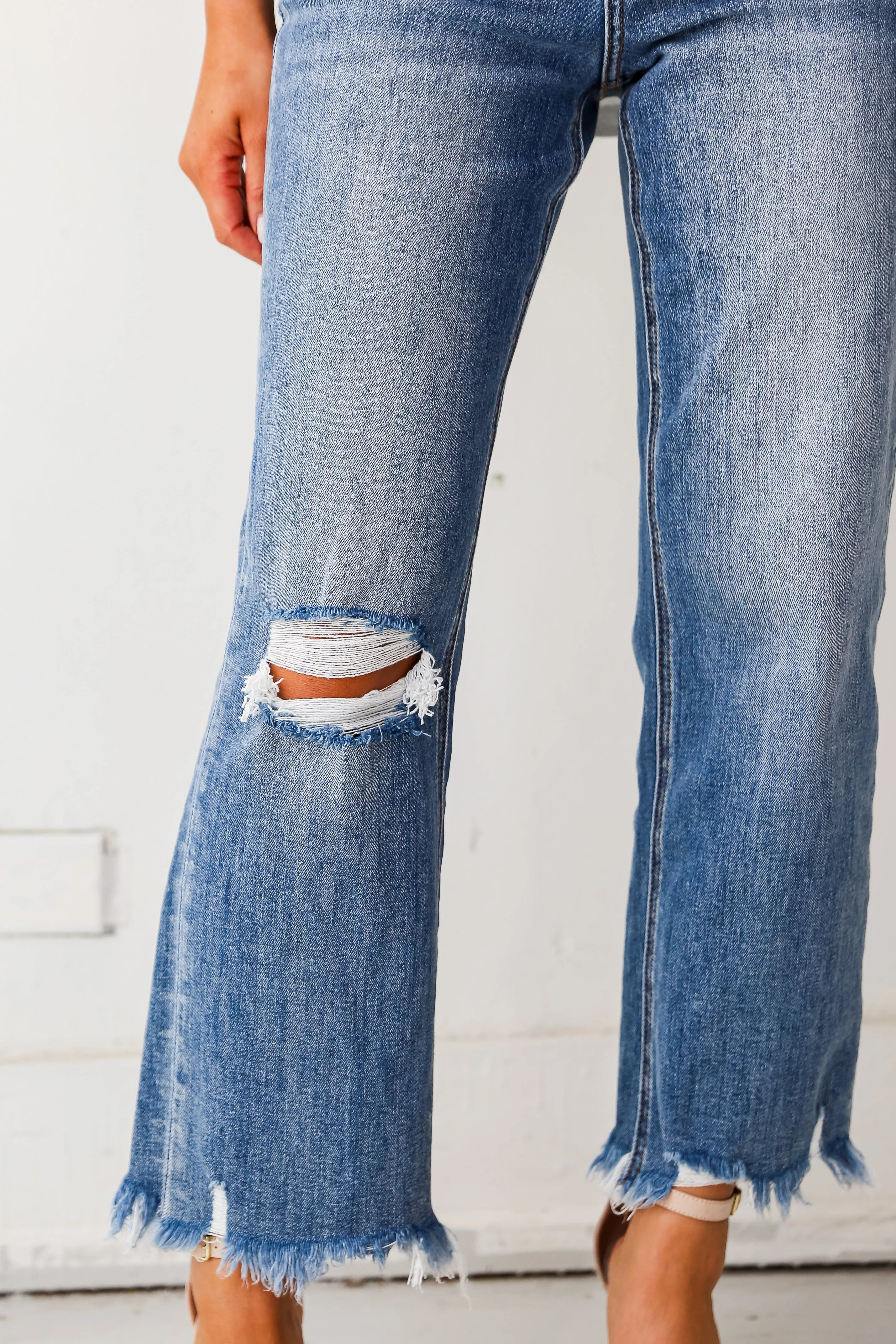 Sadie Medium Wash Distressed Dad Jeans Plus