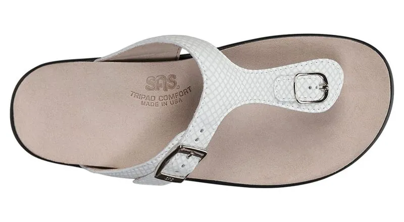 SAS Women's Sanibel T-Strap Slide Sandal WHITE SNAKE