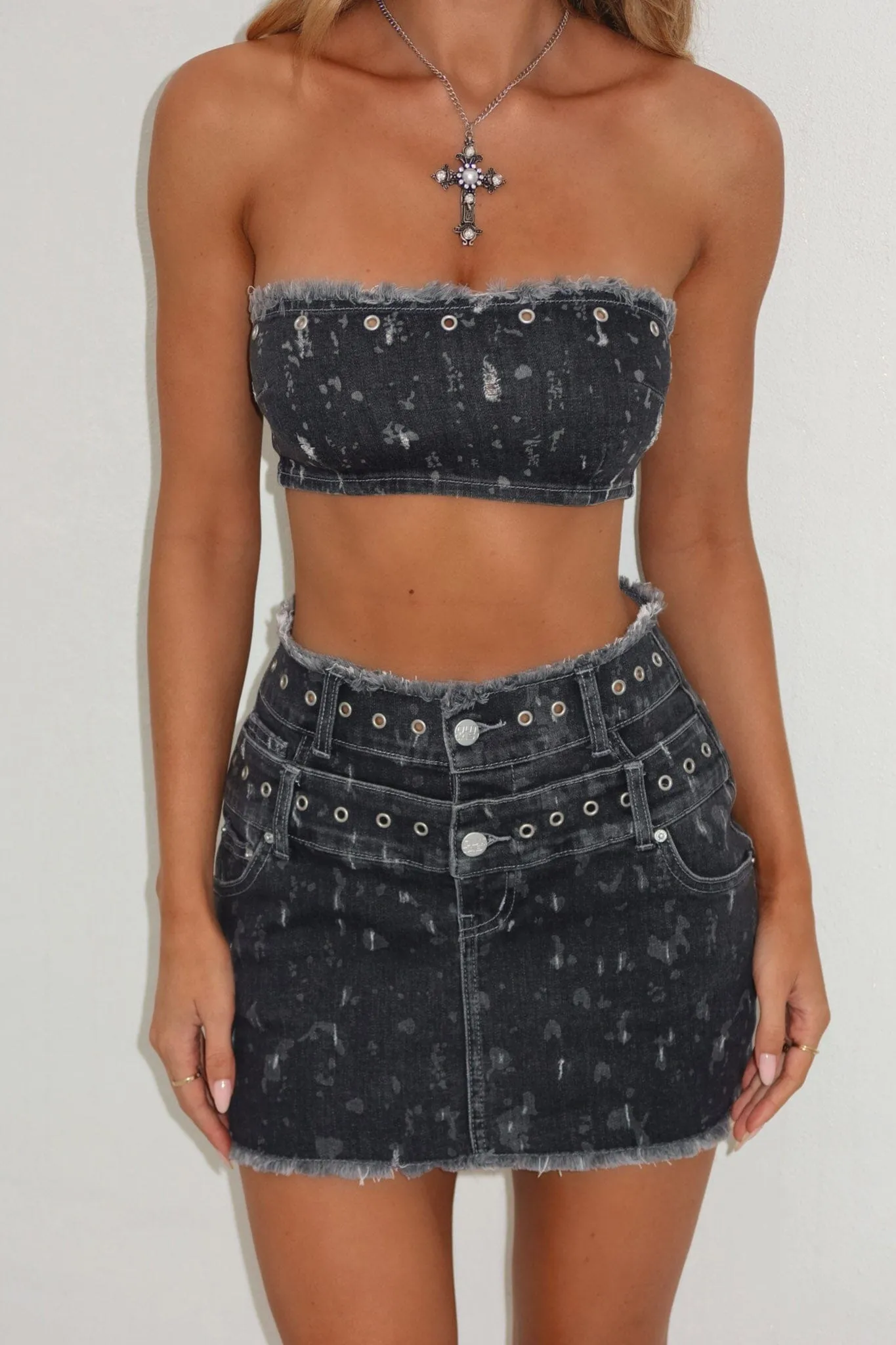 STARLYNN MINI SKIRT BLACK WASH