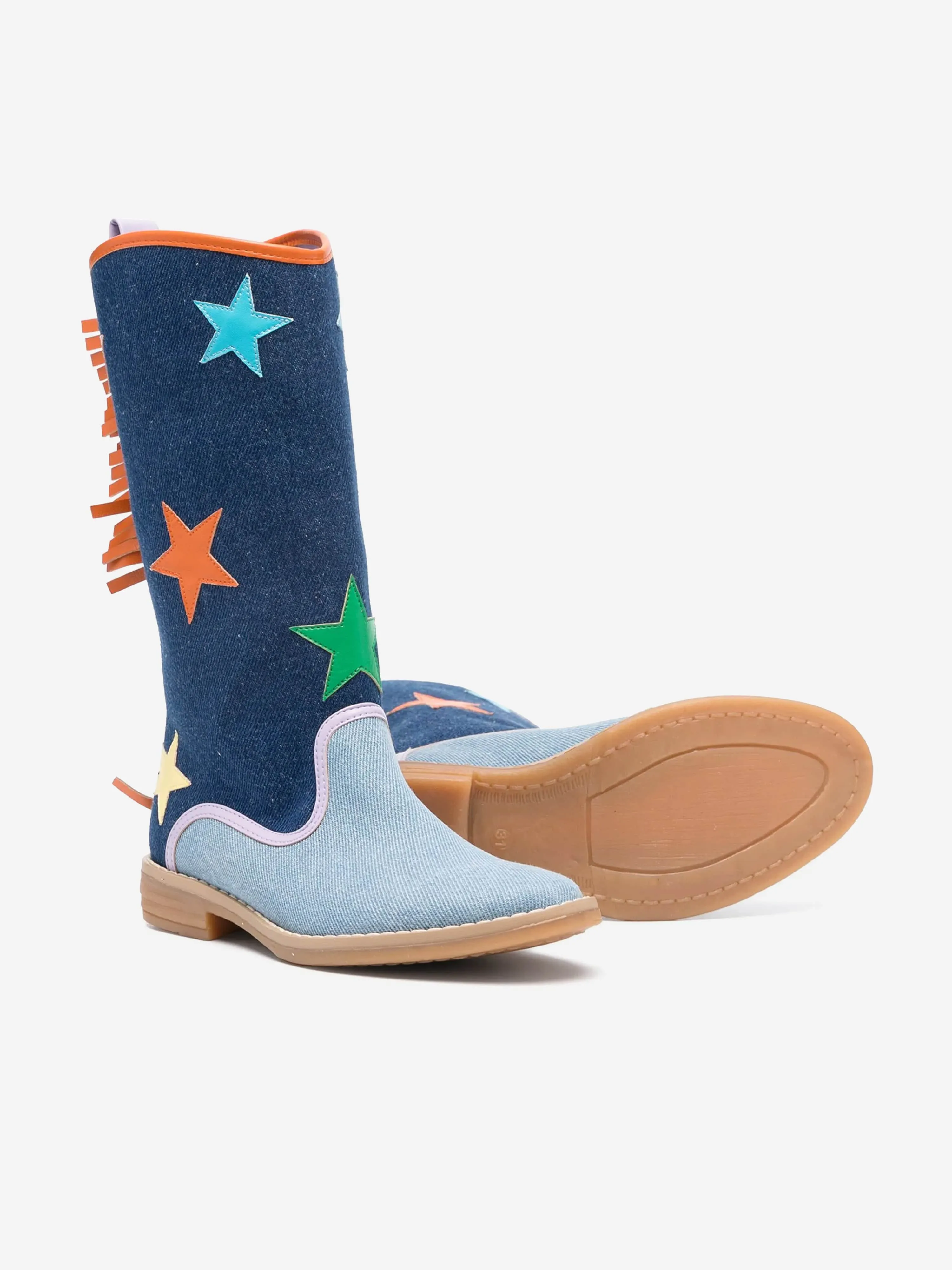 Stella McCartney Girls Denim Star Cowboy Boots in Blue