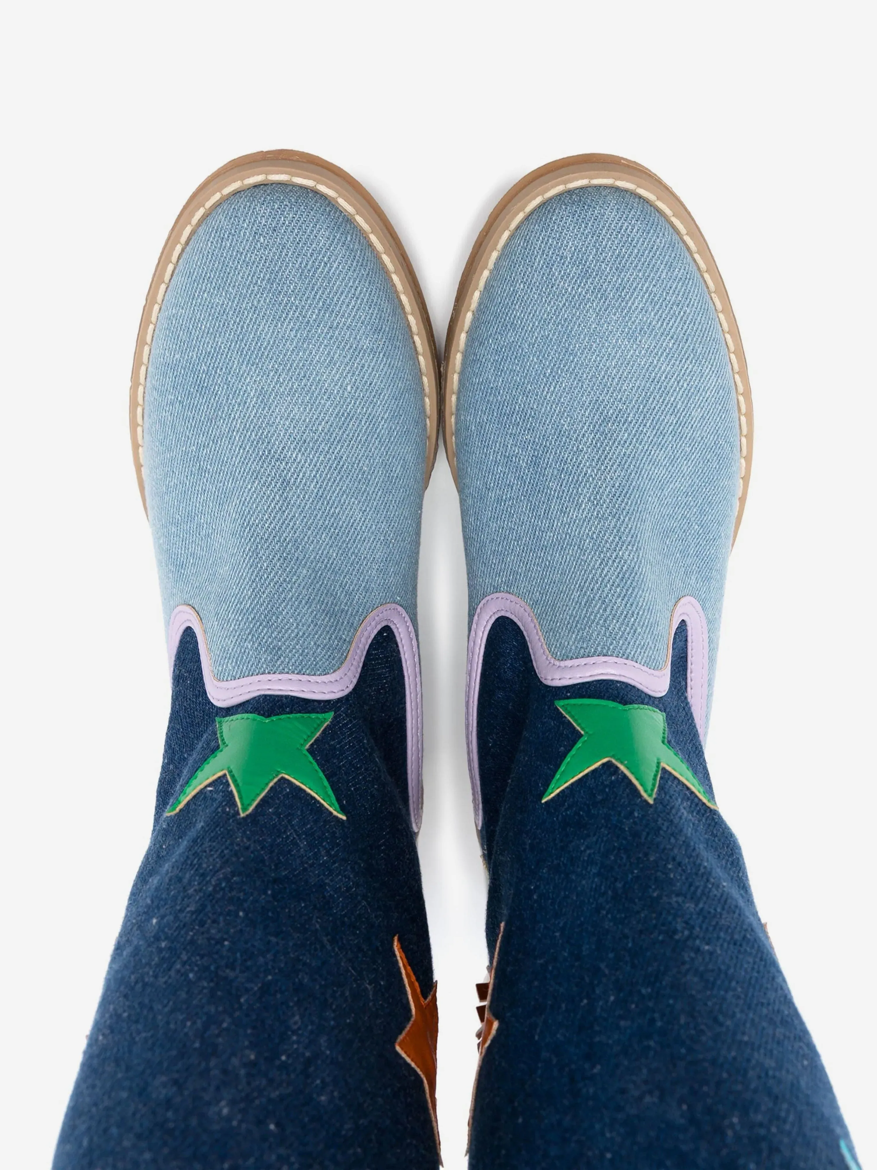 Stella McCartney Girls Denim Star Cowboy Boots in Blue