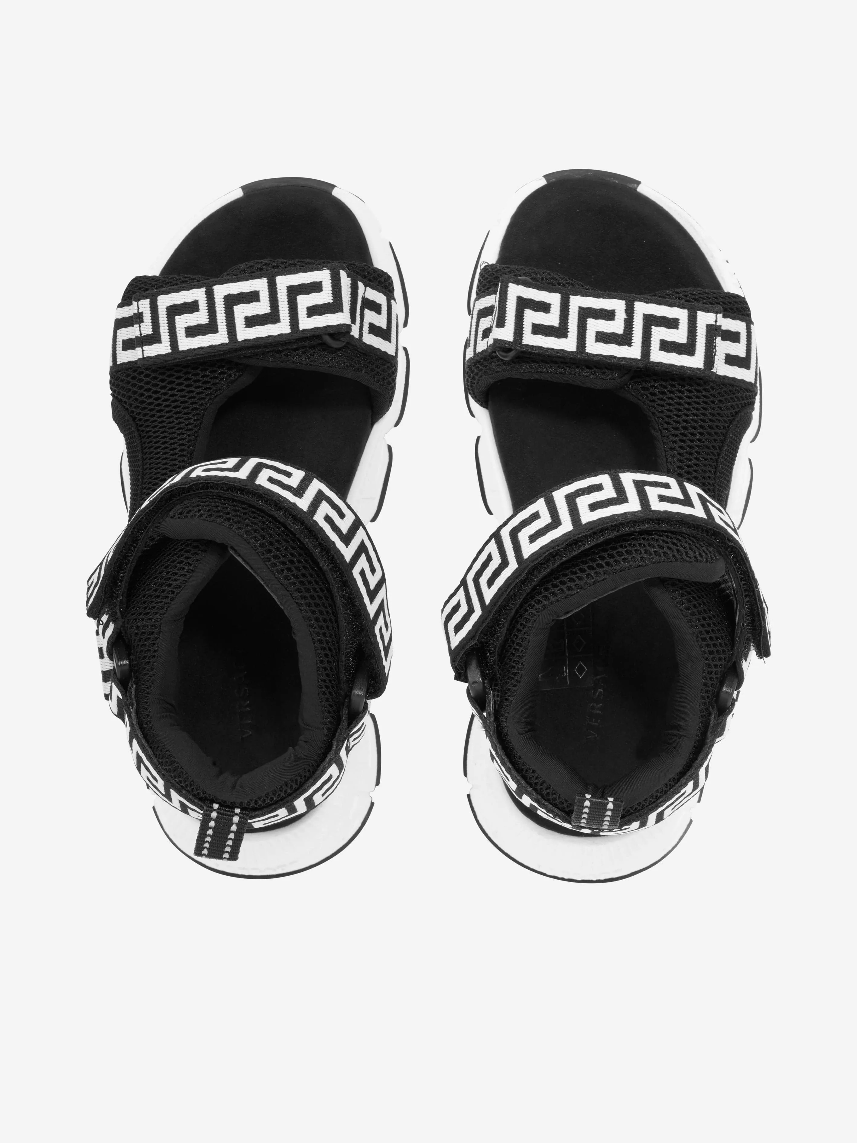 Versace Kids Greca Strap Sandals in Black