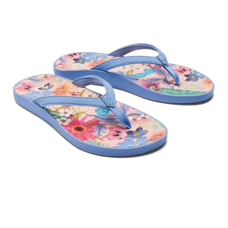 Women's Olukai Puawe Color: Cloud Blue / Flower