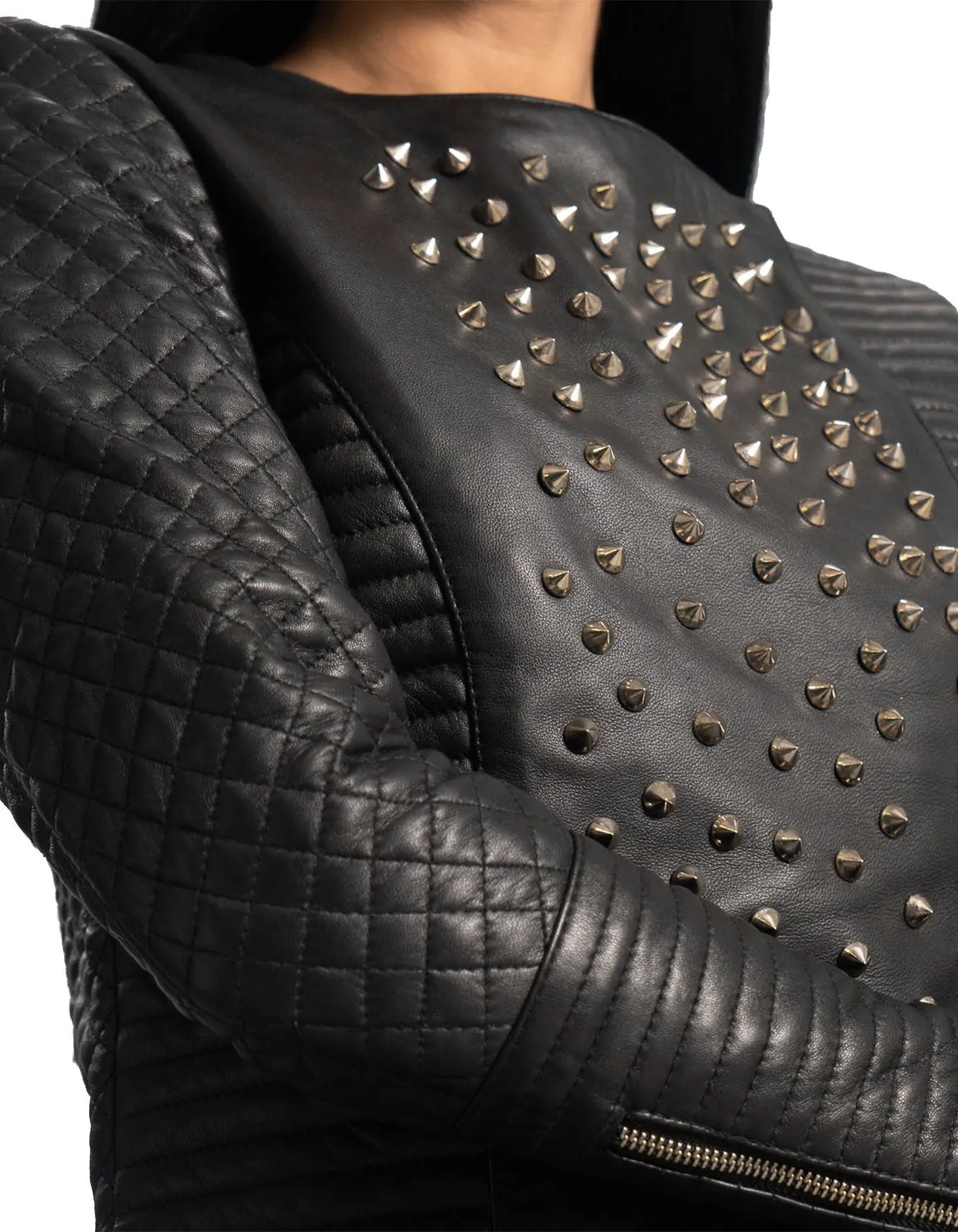 Women's Rock Studded Leather Jacket