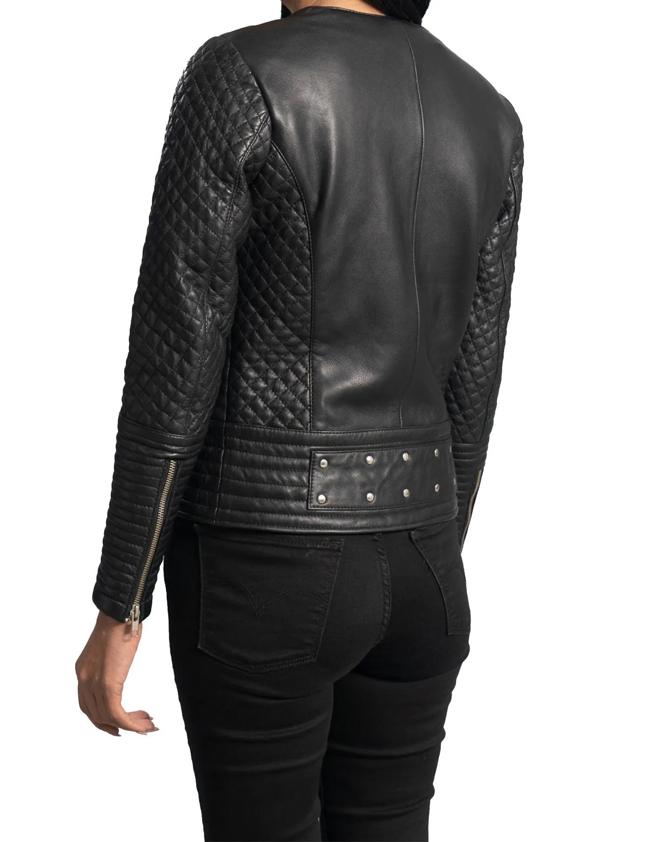 Women's Rock Studded Leather Jacket