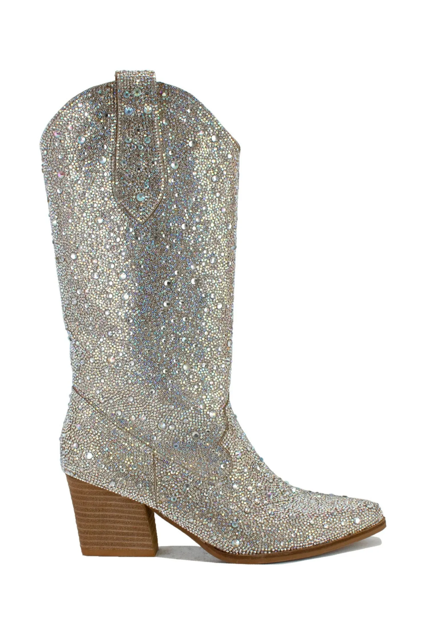 Women's Silver Rhinestone Tall Boot