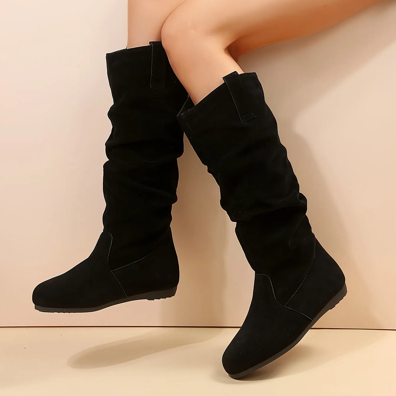 Womens Supreme Comfort Slouchy Knee High Boots - Soft Pull-On, Round Toe, Warm Winter Style - Effortless Slip-On, All-Match Chic Long Boots