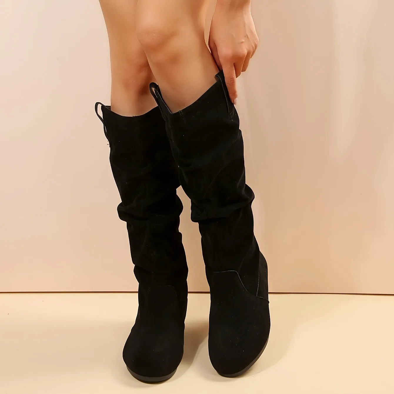 Womens Supreme Comfort Slouchy Knee High Boots - Soft Pull-On, Round Toe, Warm Winter Style - Effortless Slip-On, All-Match Chic Long Boots